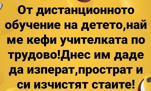 От дистанционното обучение на детето най ме кефи...