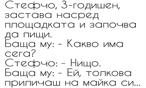 Стефчо, 3 годишен, застана наред площадката и започна да крещи.